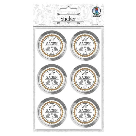 URSUS Sticker Hochzeit mit Schriftzug Wir sagen JA, 24 Stück