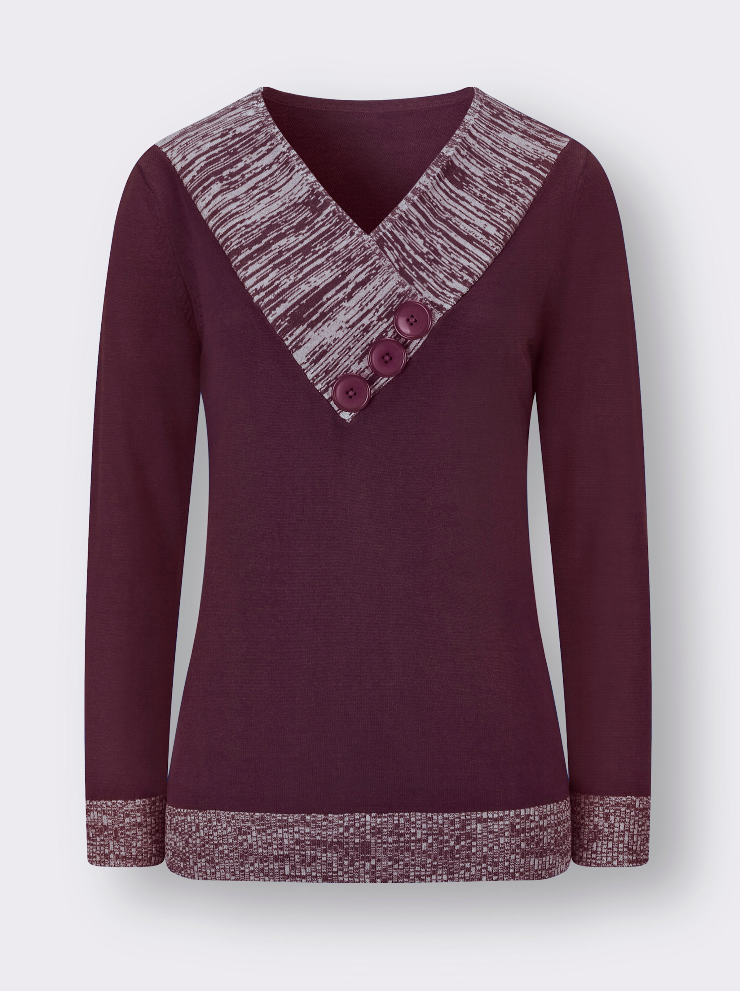 Langarm-Pullover mit Melange-Partien