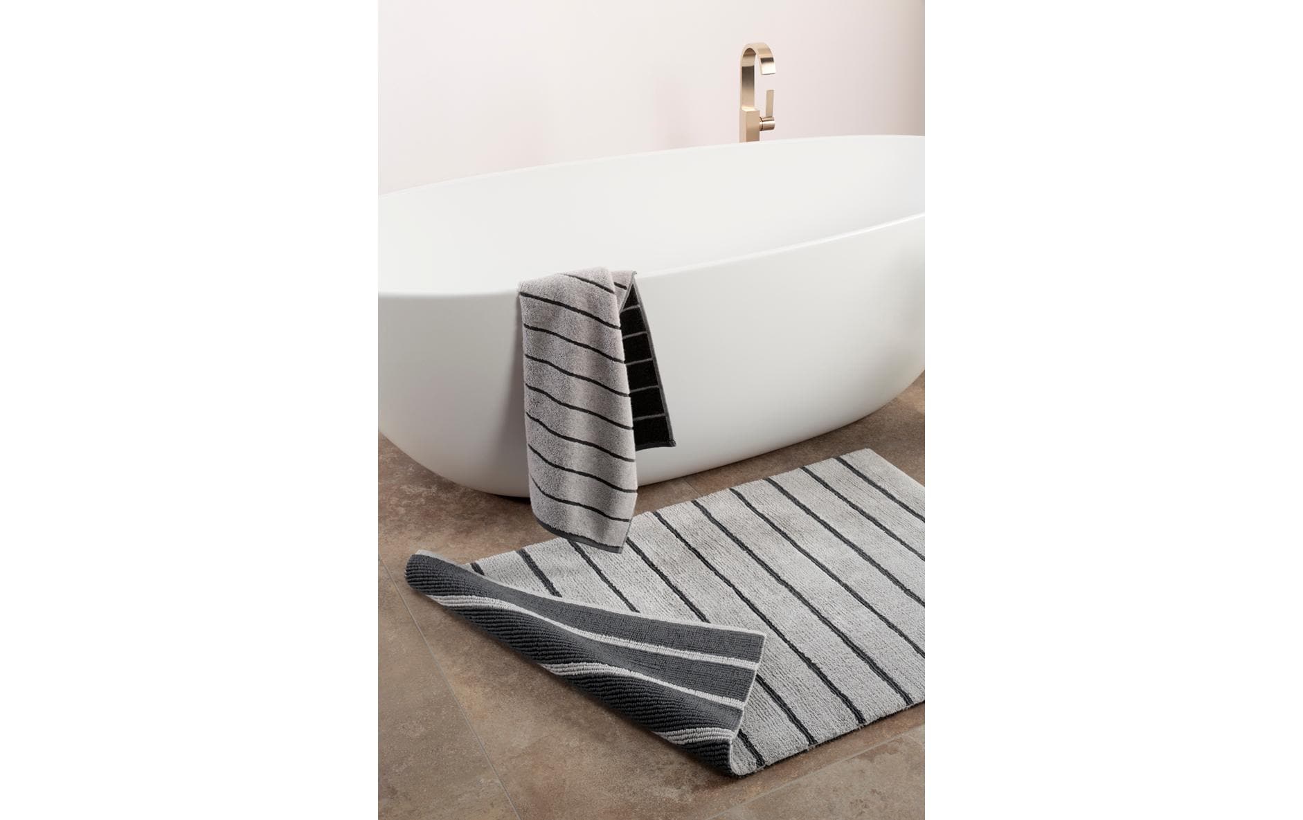 Badteppich Balance Doubleface 60 x 100 cm, Anthrazit<br>Handgewebter Wende-Badteppich
