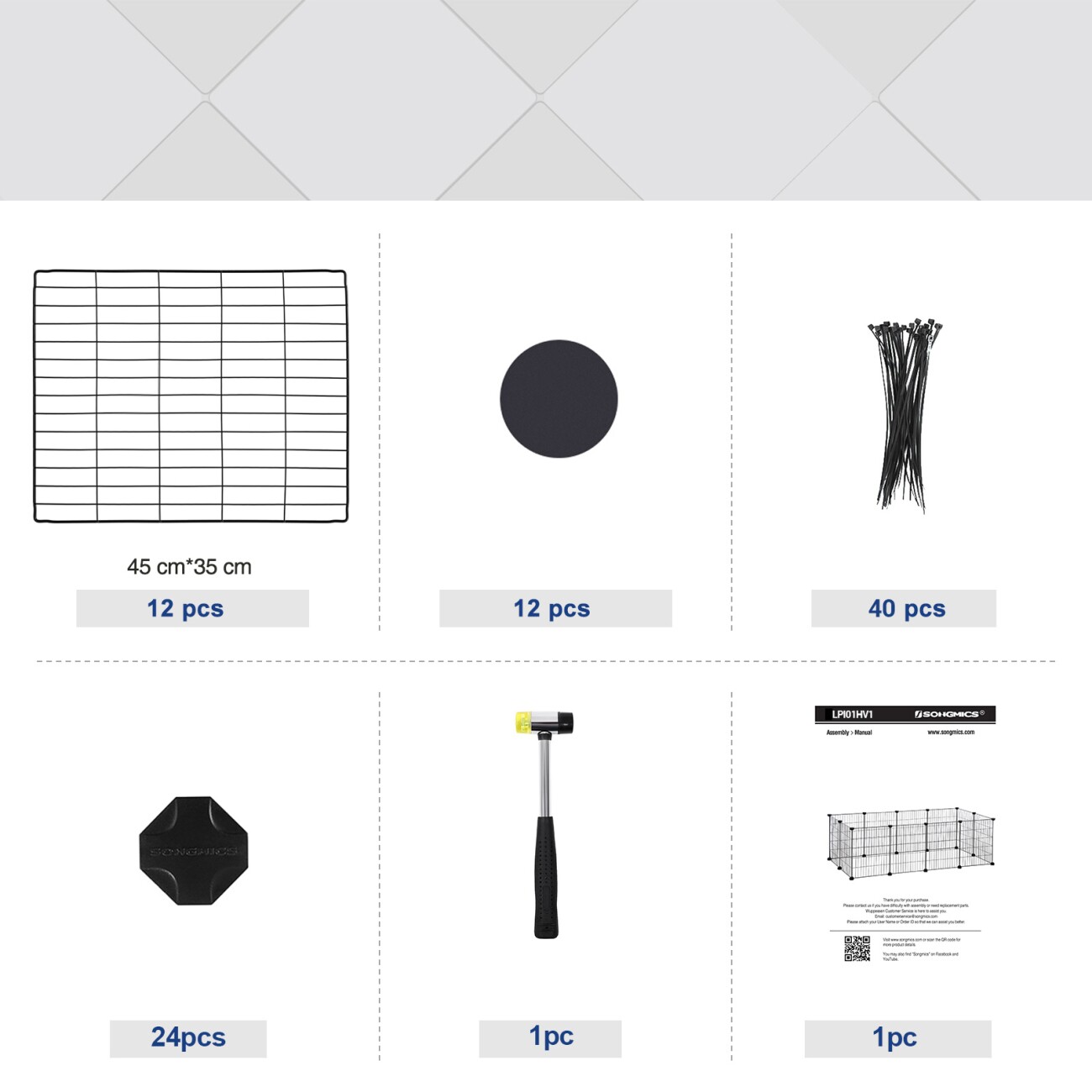 SONGMICS Freilauf, DIY, Metallgitter
