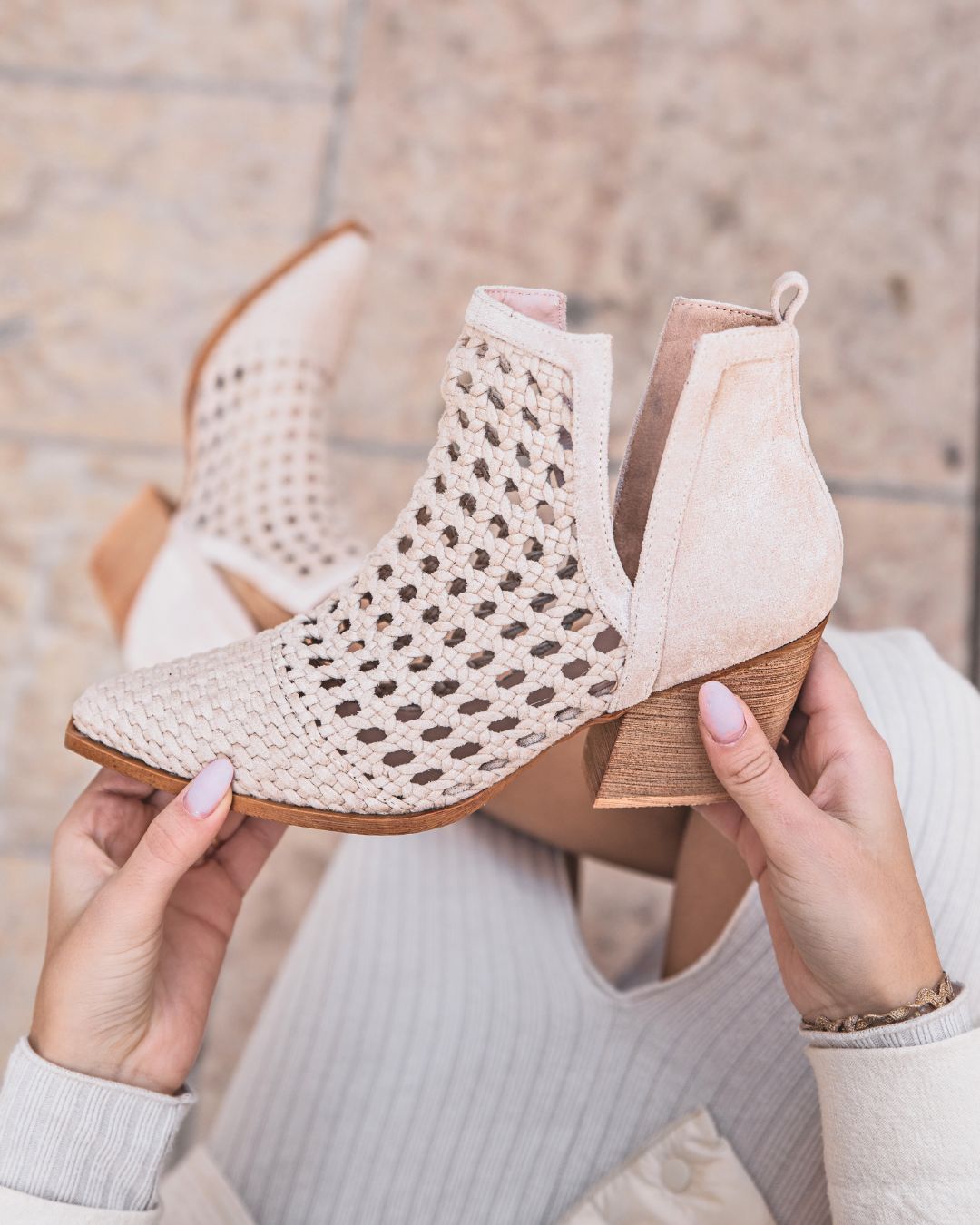Bottines femme beige à talon - Hilda