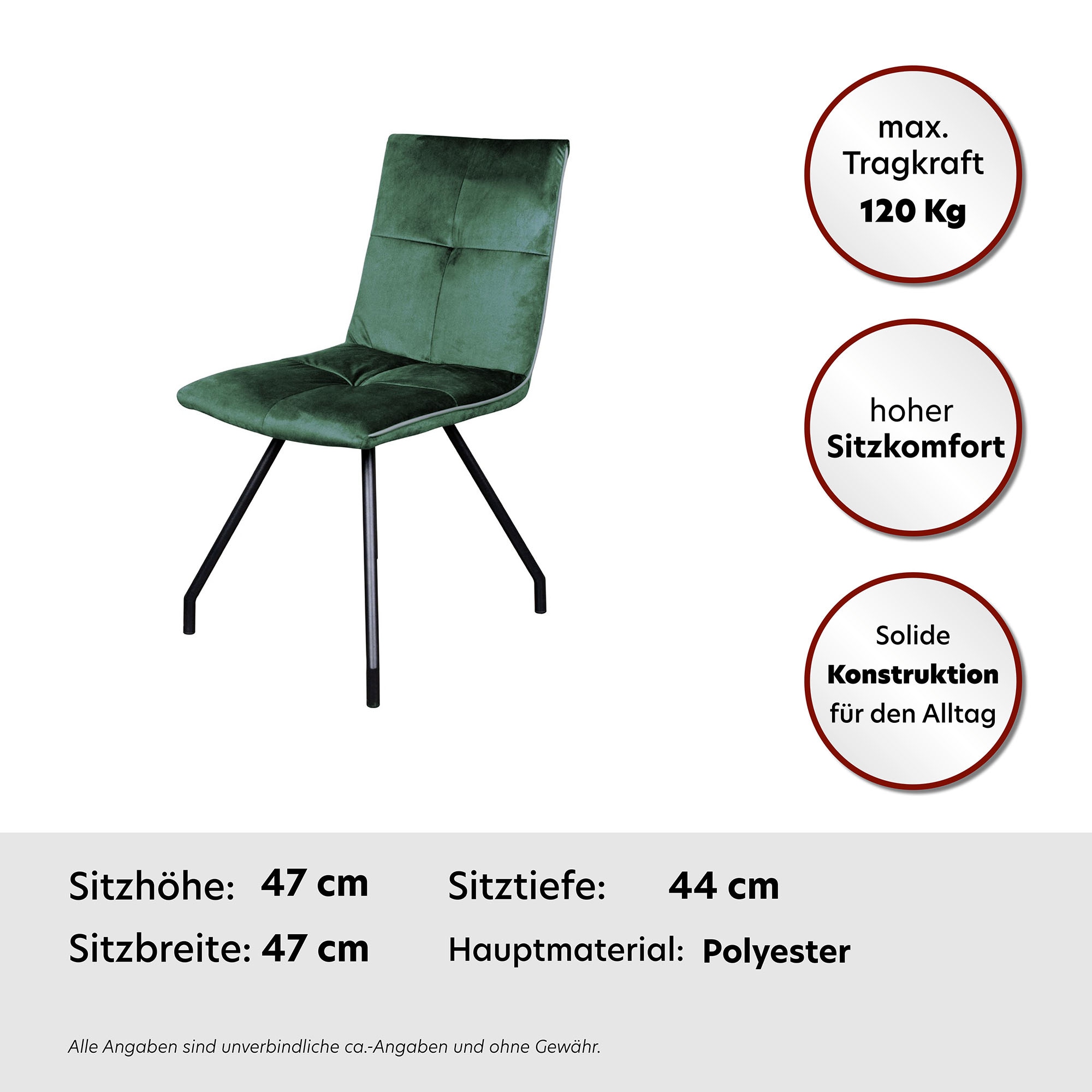 Kayoom Polsterstuhl »Stuhl Eaden 125 2er-Set, samtiger Stoffbezug, Paspel aus Kunstleder« (Set) 2 Stk.stilvoll, pflegeleicht, zeitgemässe Farbgebung, samtiger Stoffbezug