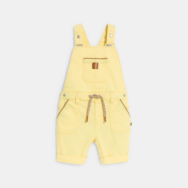 Salopette courte et t-shirt animaux jaune bébé garçon Jaune