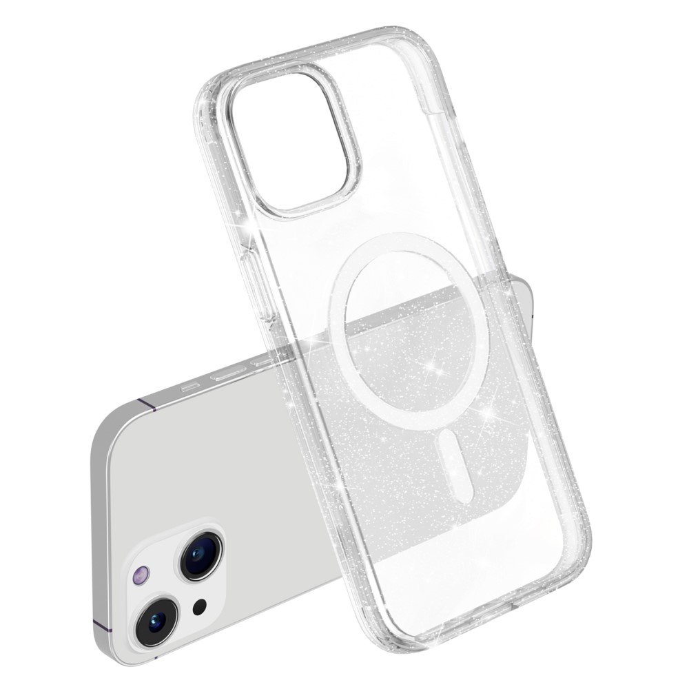 iPhone 15 MagSafe Hybrid Hardcase Hülle mit TPU Bumper Glitzer Design - Transparent