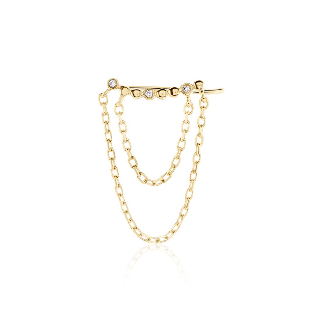 Bijou D'oreille Unitaire Plaqué Or Jaune Kazia Oxydes De Zirconium