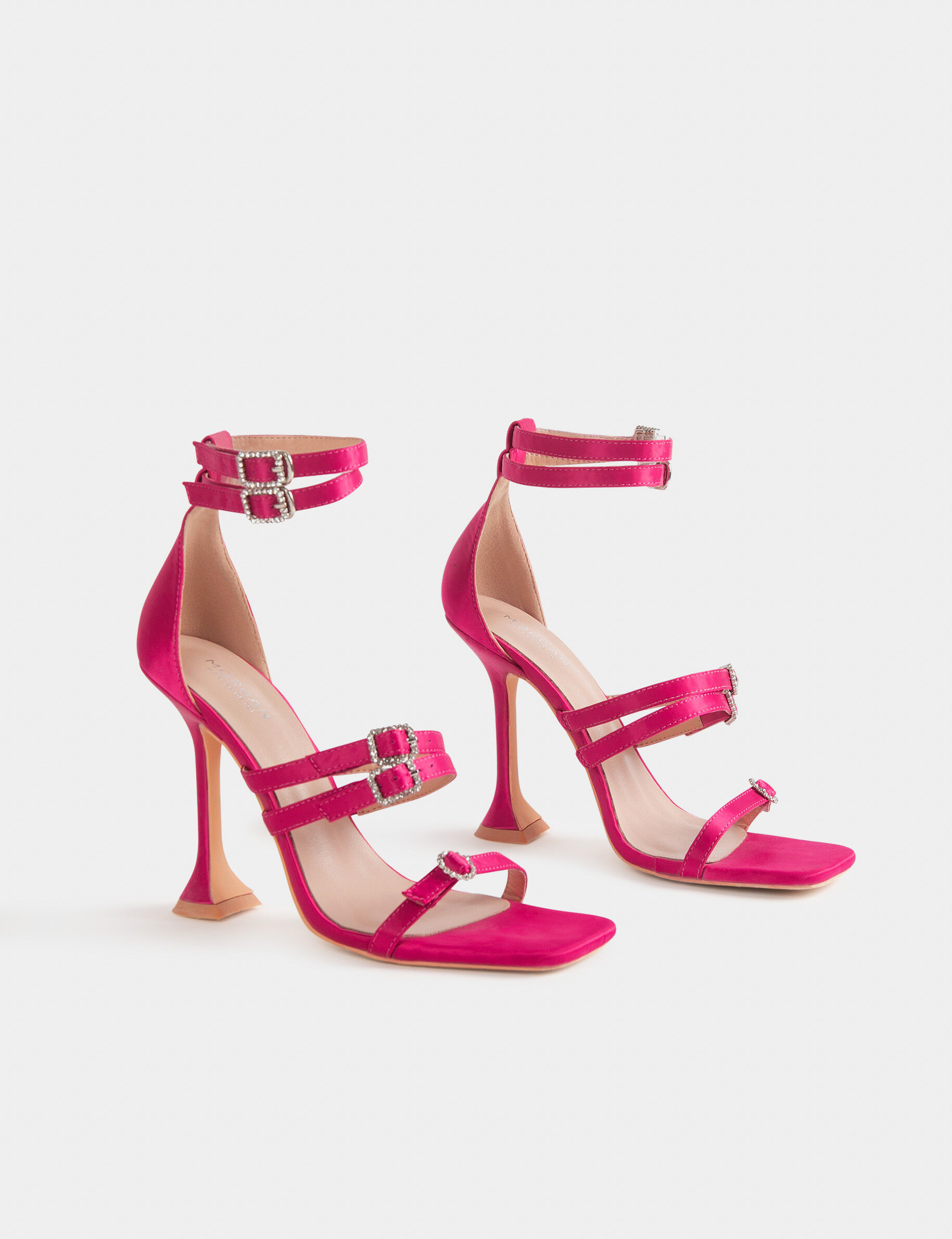 Sandales à talons avec détails bijoux rose femme - rose