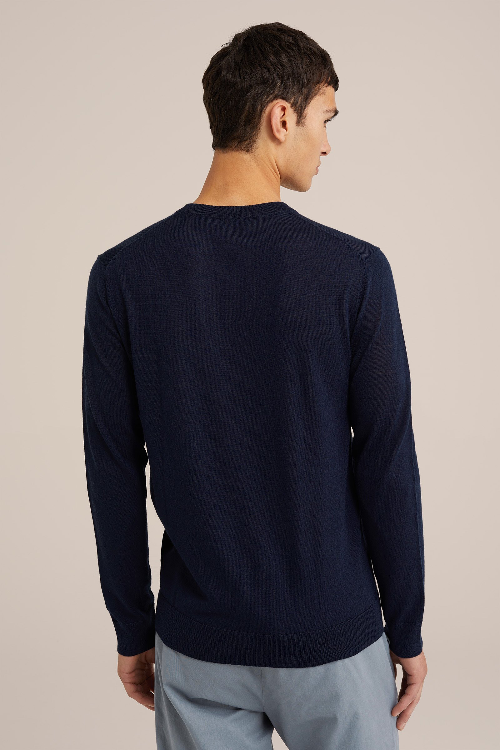trui van merinowol Fundamentals Marineblauw