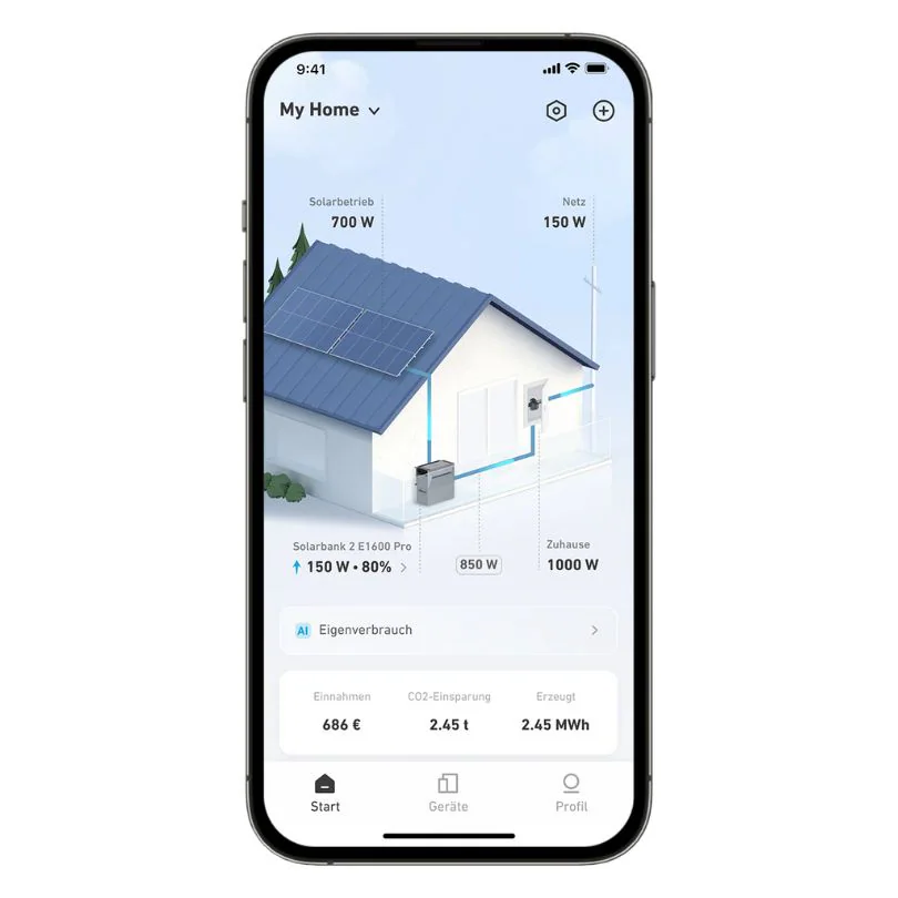 Balkonkraftwerk mit Speicher 1760W - inkl. Anker SOLIX Solarbank 2 Pro