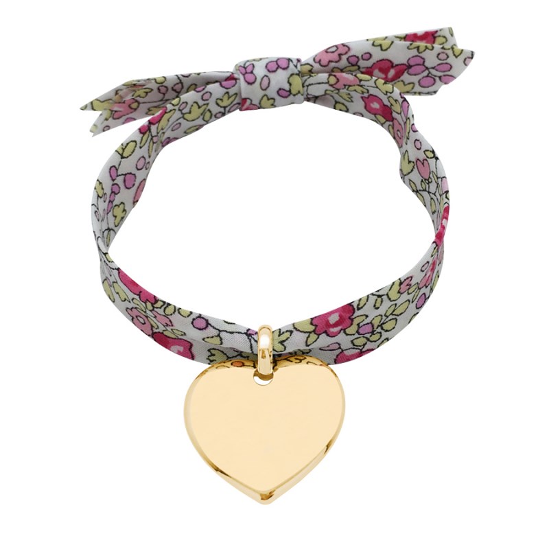 Bracelet liberty coeur plaqué or 3 microns - Personnalisable