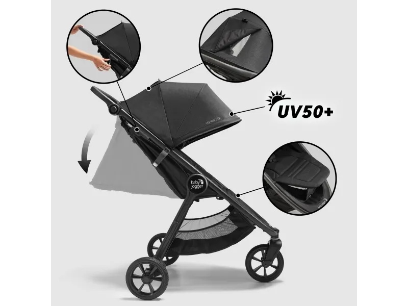 Baby Jogger city mini GT2, Baldakin, Terrængående klapvogn, Ethvert køn, Hollow-out wheels, Sammenfoldelig, Sort