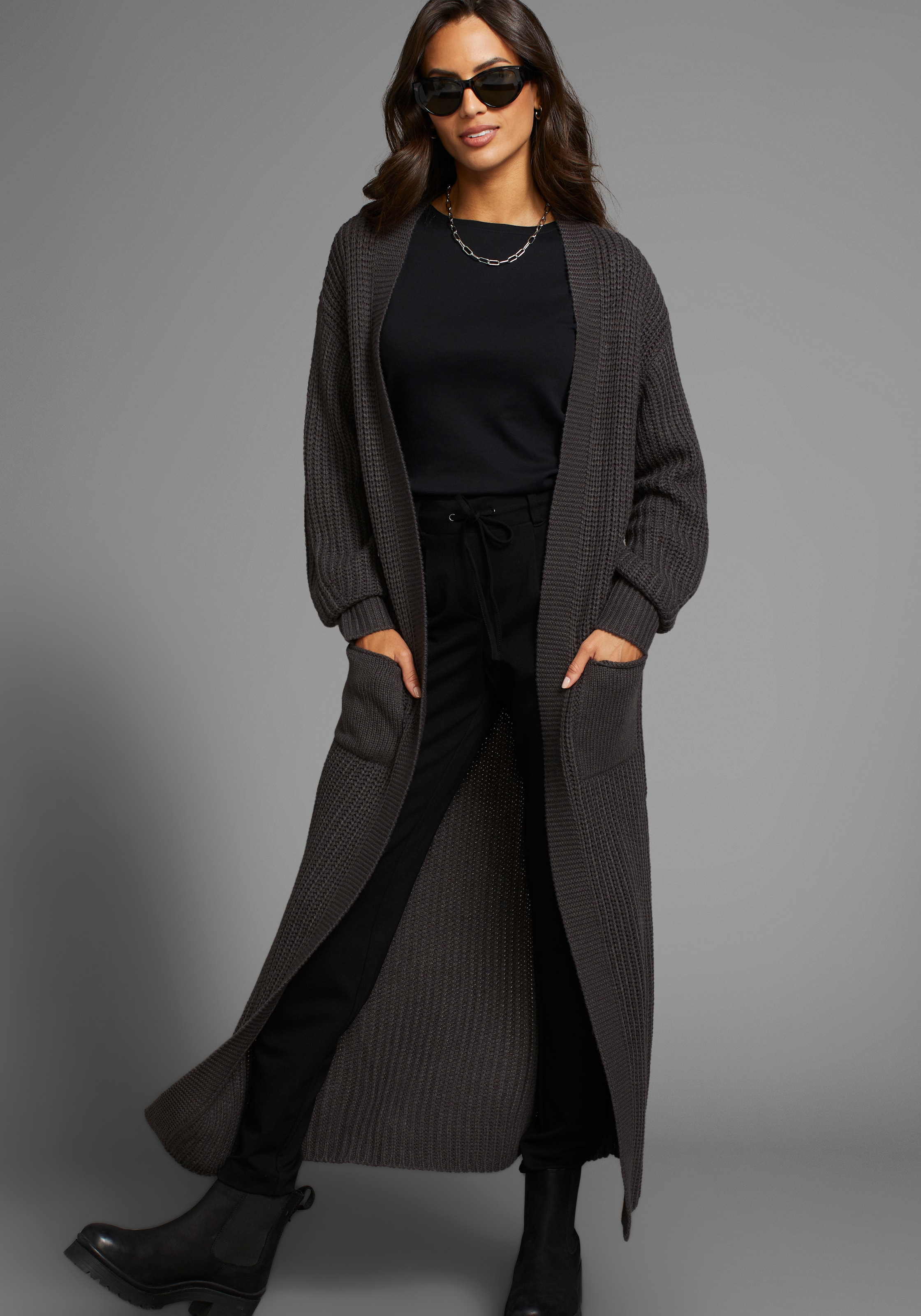 Laura Scott Longstrickjacke , aus kuscheligem Grobstrick