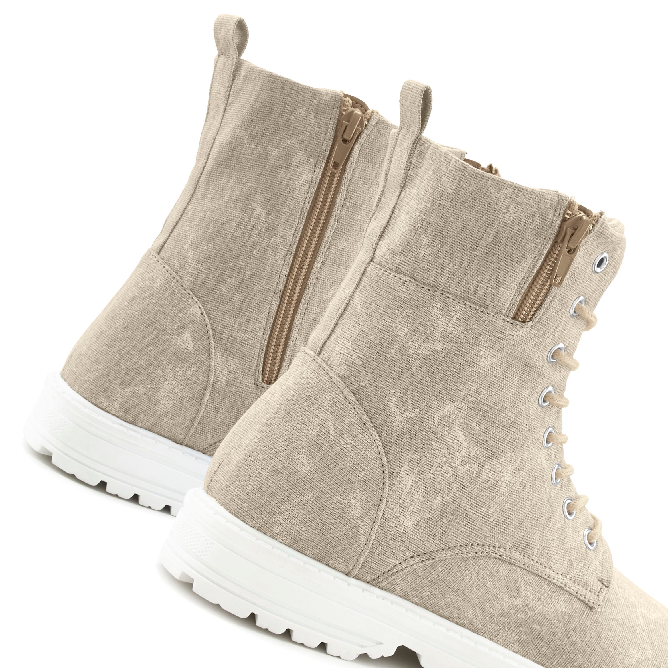 LASCANA Stiefelette  zum Schnüren, modische Optik im Combat Look, Reissverschluss-Boots