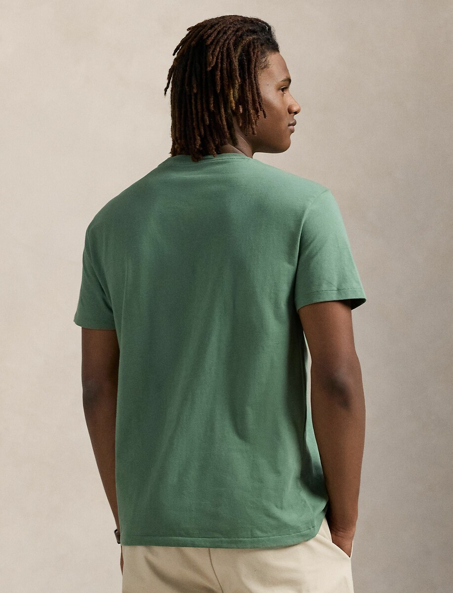POLO RALPH LAUREN<br>Camiseta de malha reta com logotipo bordado