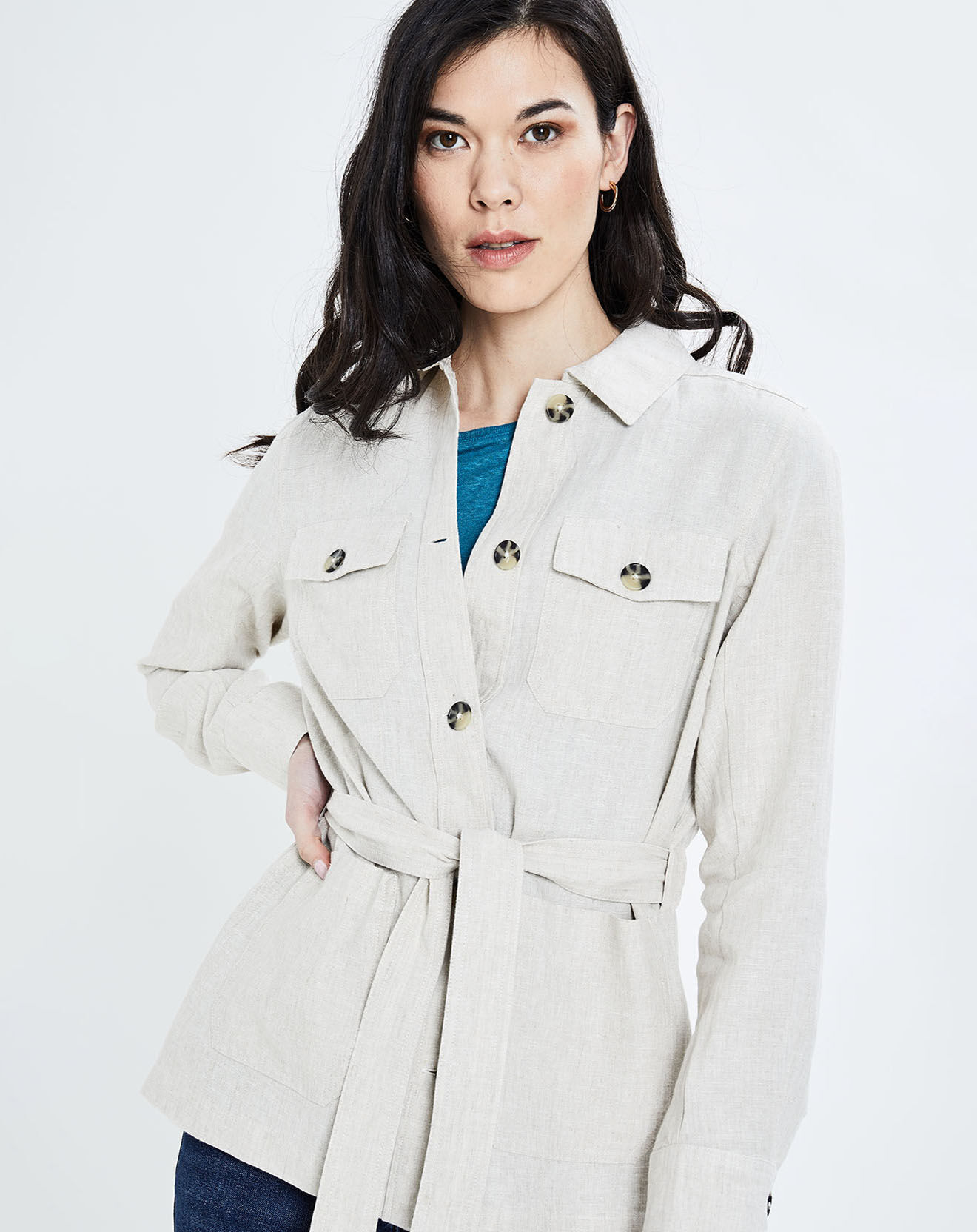 Caroll Veste saharienne 100% Lin Soda B argile