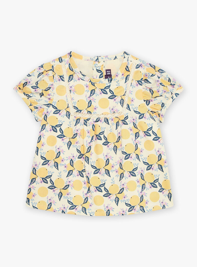 Blouse vanille en satin à fruits