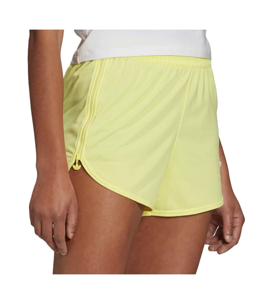 Short Jaune fluo Femme Adidas Zip-Up