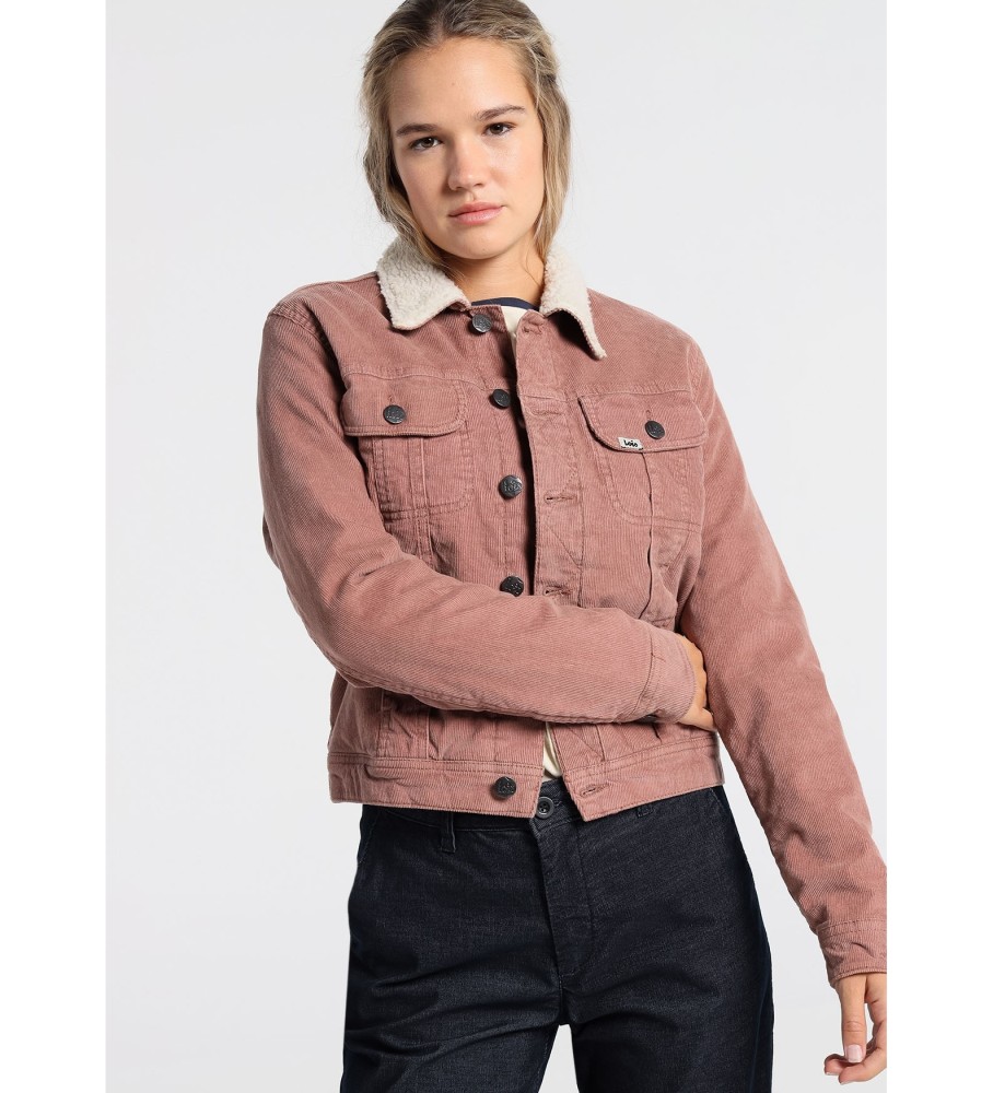 Jaqueta Lois de veludo cotelê fino com sherpa