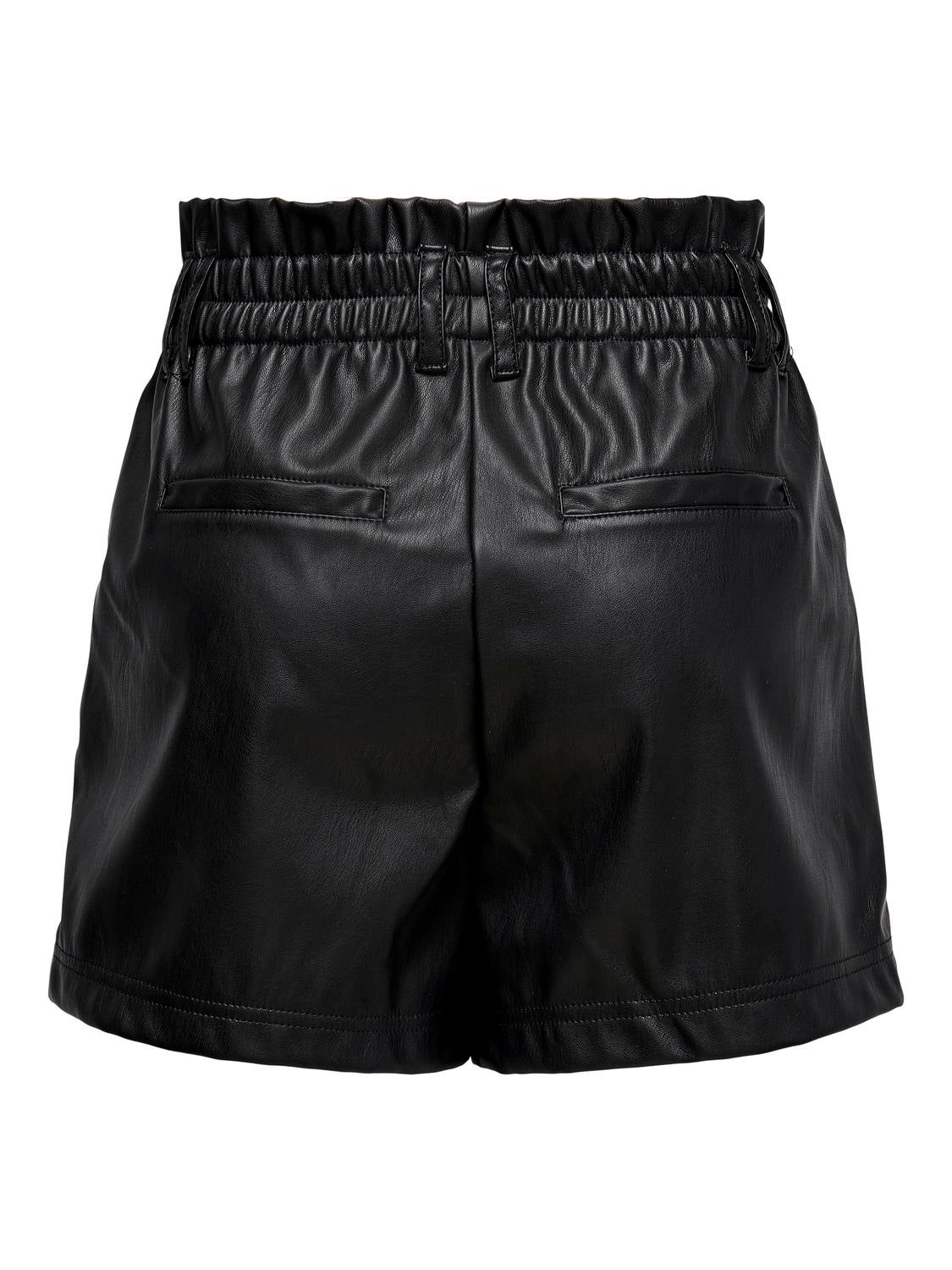 ONLSTEPHANIE Normal geschnitten Shorts in Lederoptik Black