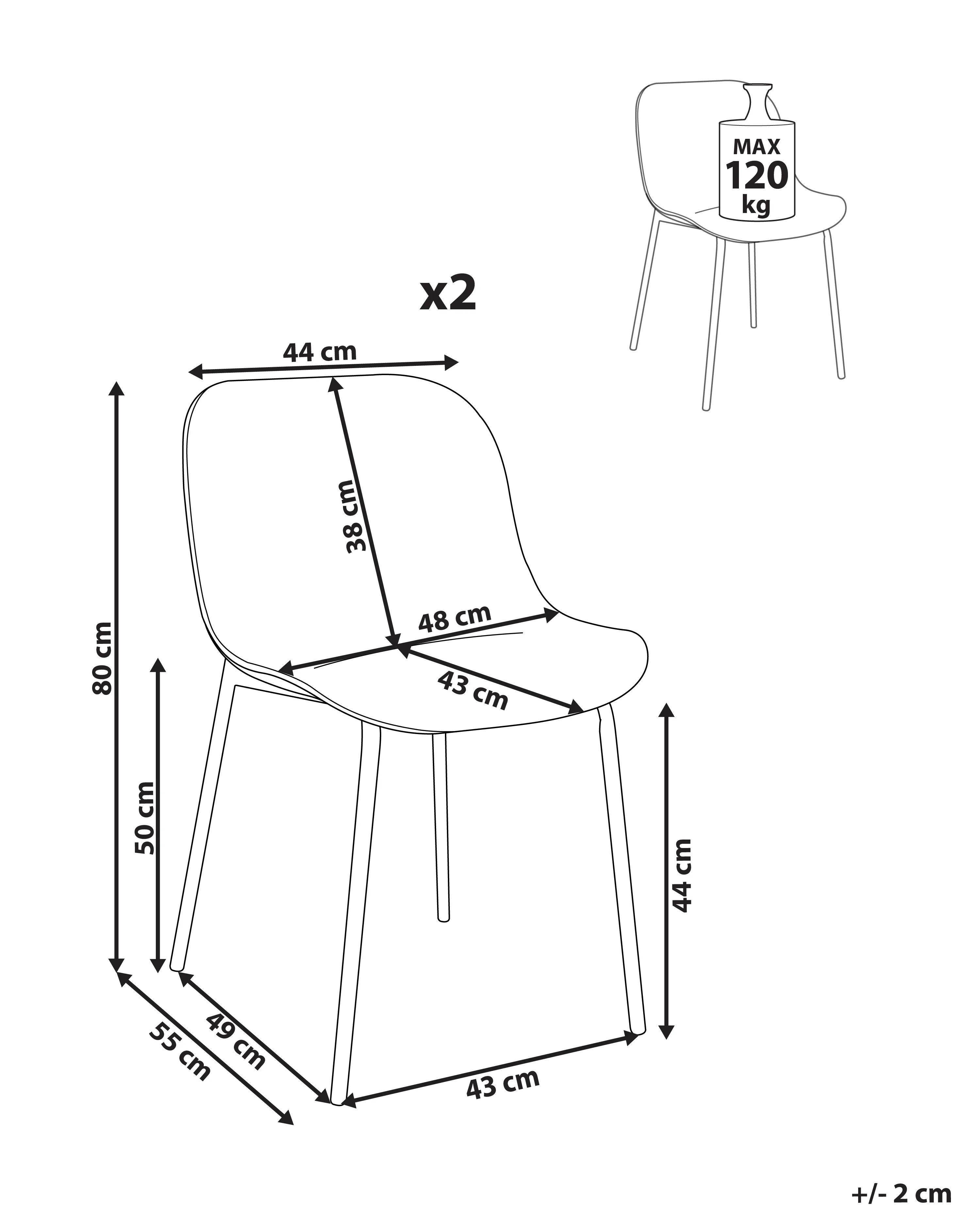 Set van 2 eetkamerstoelen BELOIT Lichtbeige