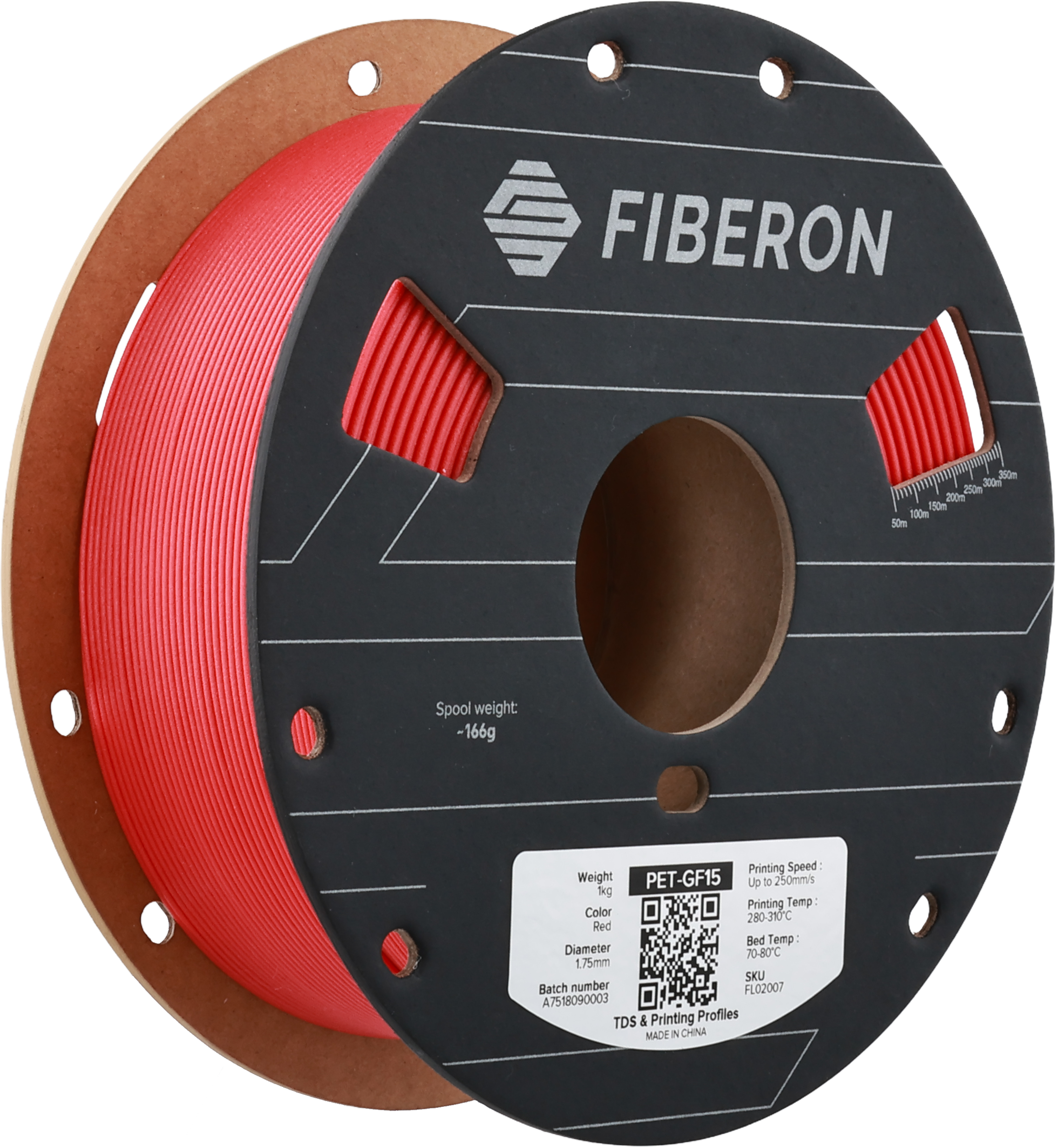 Polymaker  Fiberon™ PET-GF15 Red, 1,75 mm / 1000 g    Glasfaserverstärktes PET in Red
