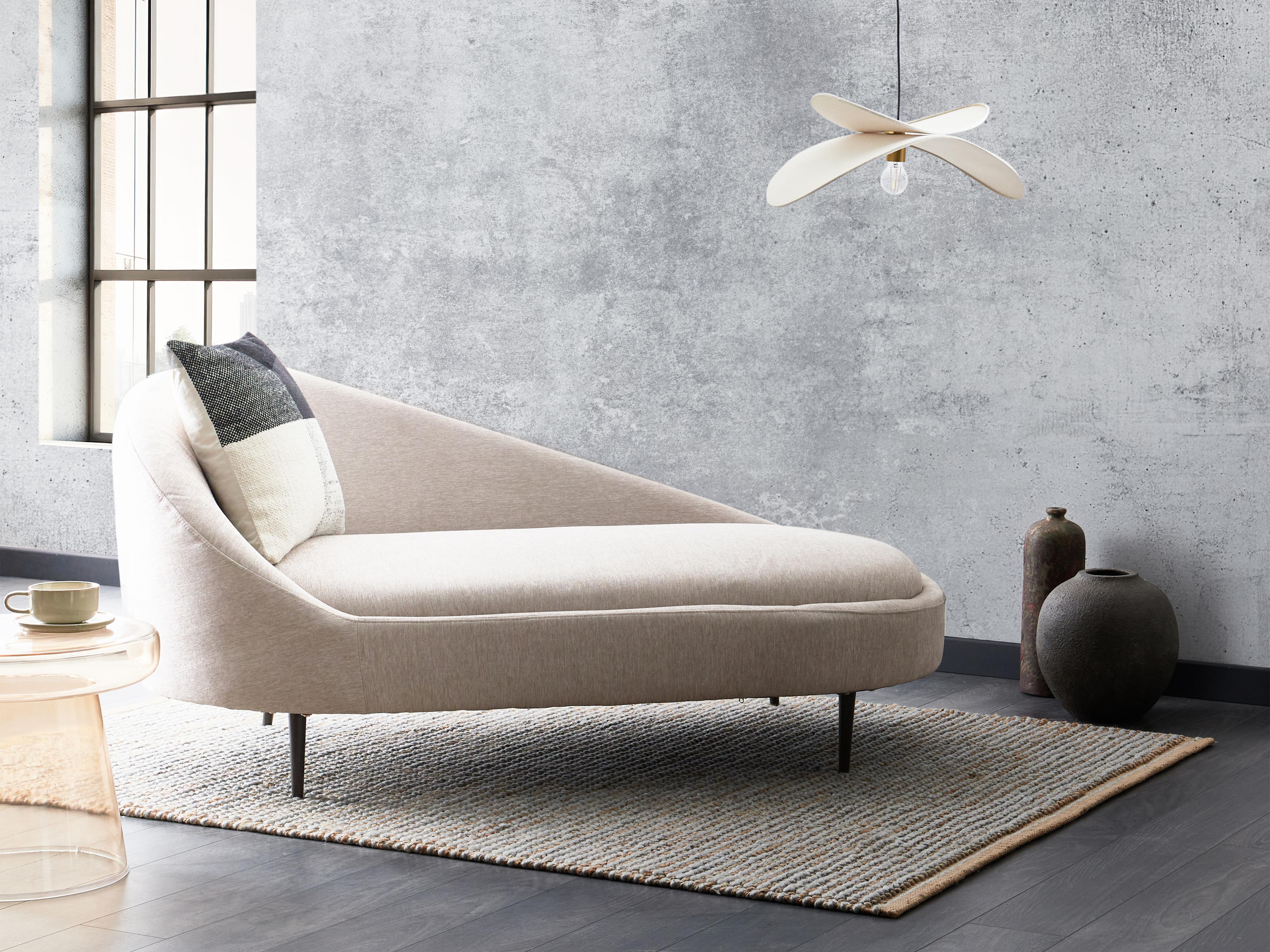 Linkszijdige chaise longue VALREAS Stof Taupe