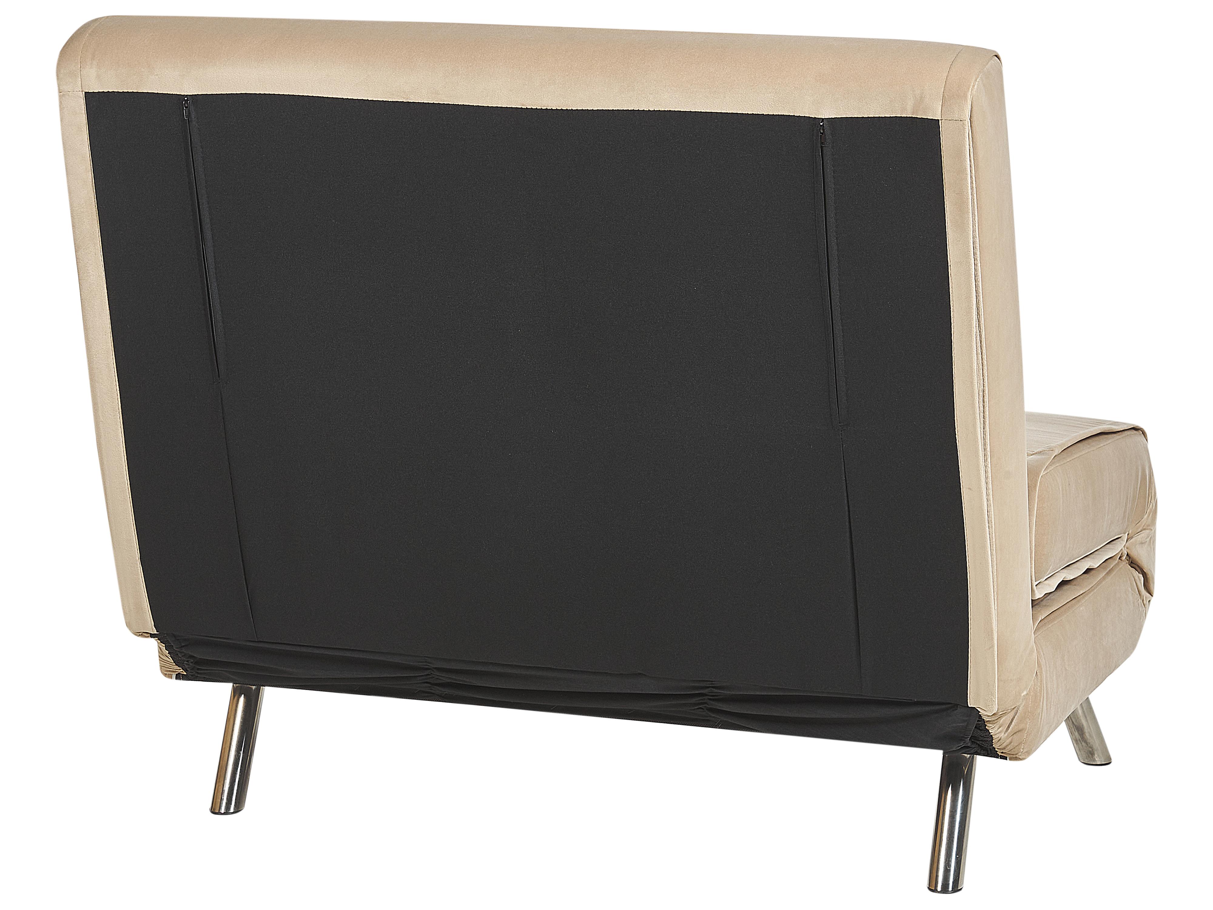 Eenpersoons slaapbank FARRIS Fluweel Zandbeige