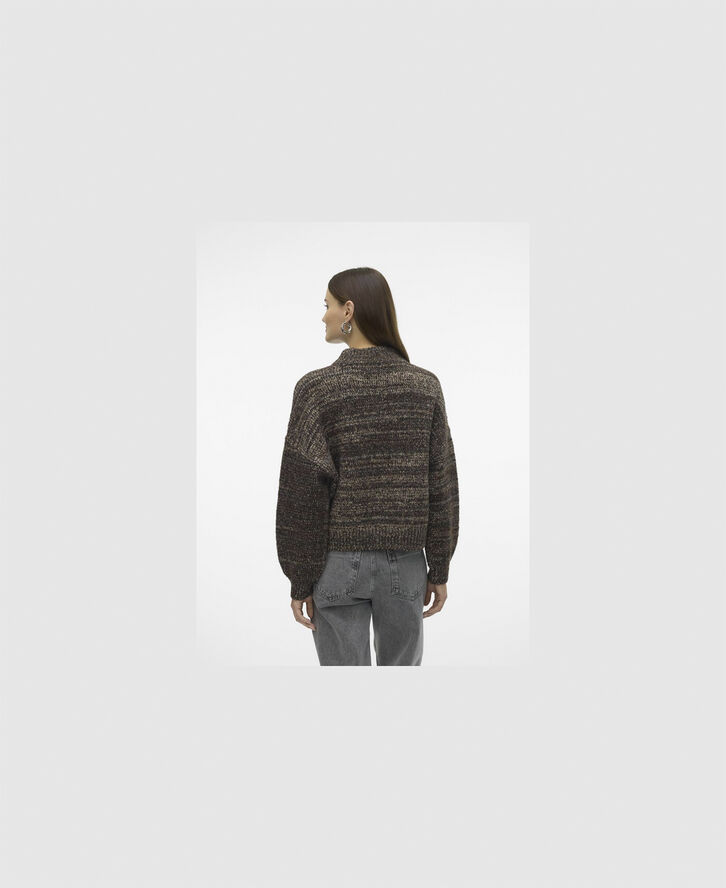 Vero Moda VMDAIMA LS O-NECK PULLOVER Chocolate torte/w. silver mink & go