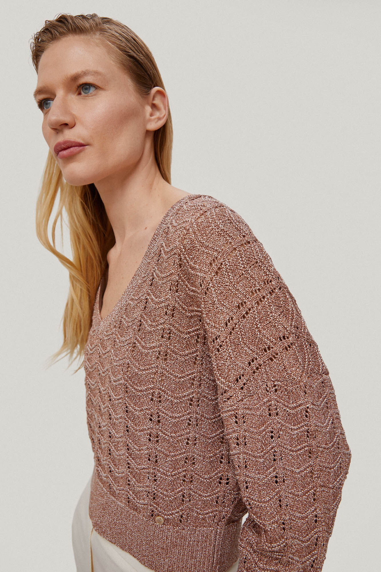 Jersey pico fantasia calada lurex - Rosa