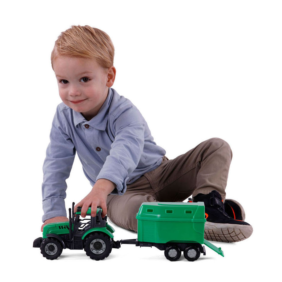 Cavallino Tractor met Paardentrailer Groen, Schaal 1:32