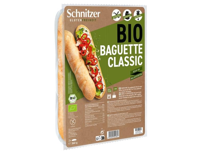 Schnitzer Bio Baguette classic  glutenfrei 2 x 180g Glutenfreie Aufbackbrote