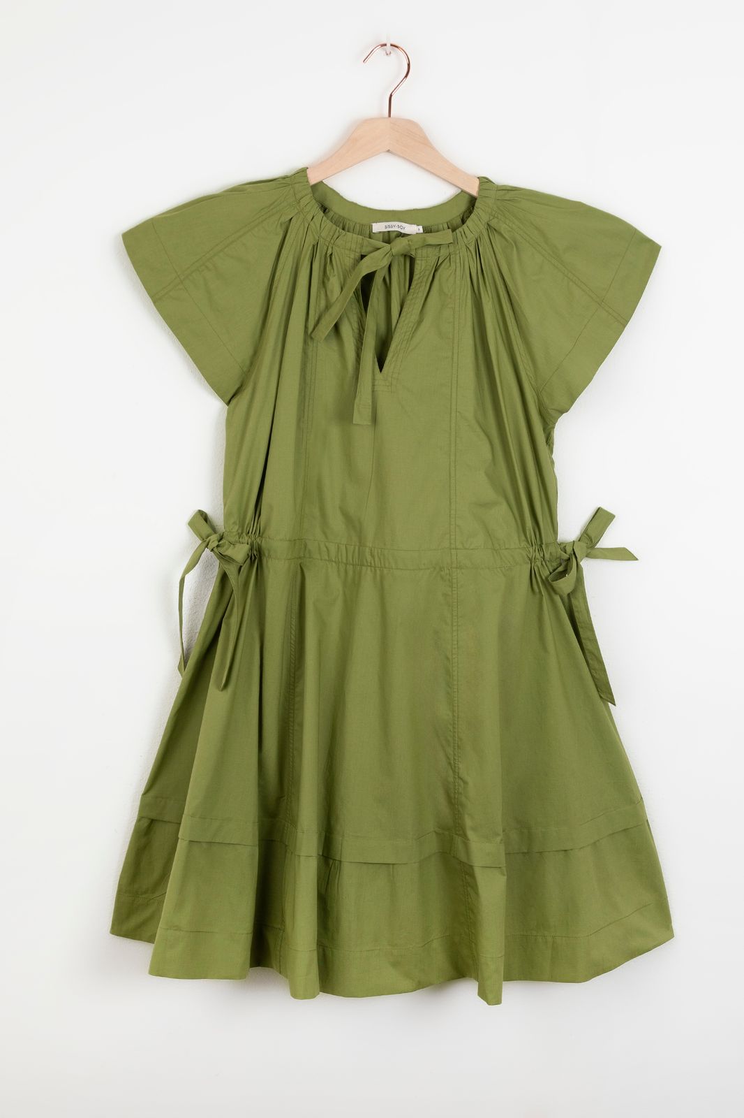 Groene korte poplin jurk