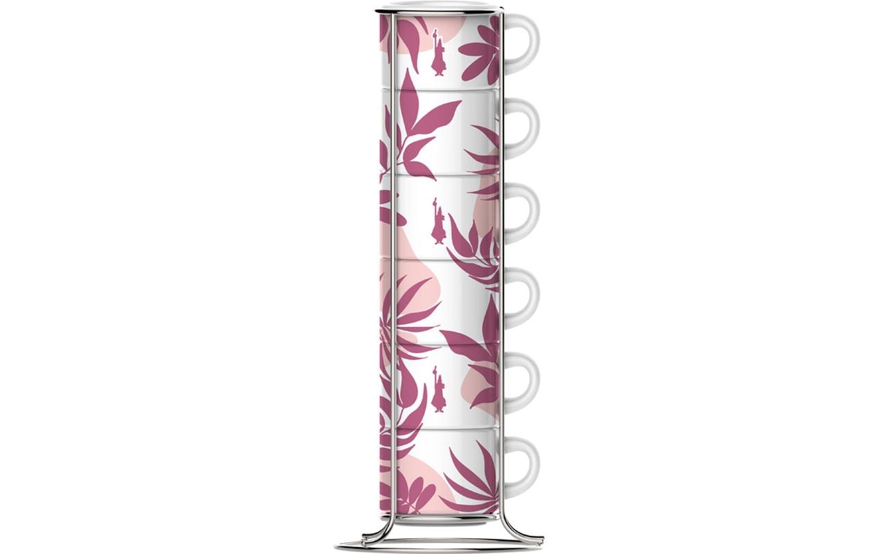 Espressotasse Rosa 65 ml, 6 Stück, RosaStapelbare Espressotassen mit Metallgestell