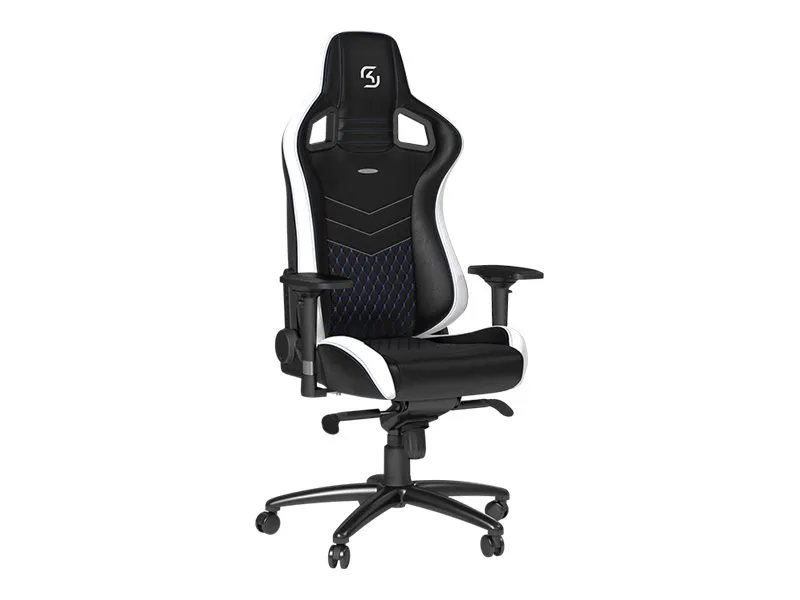 Noblechairs EPIC SK Gaming Edition - Spillestol - ergonomisk - armstøtter - T-formet - vippe - drejeled - polyuretan-læder - sort, hvid, blå