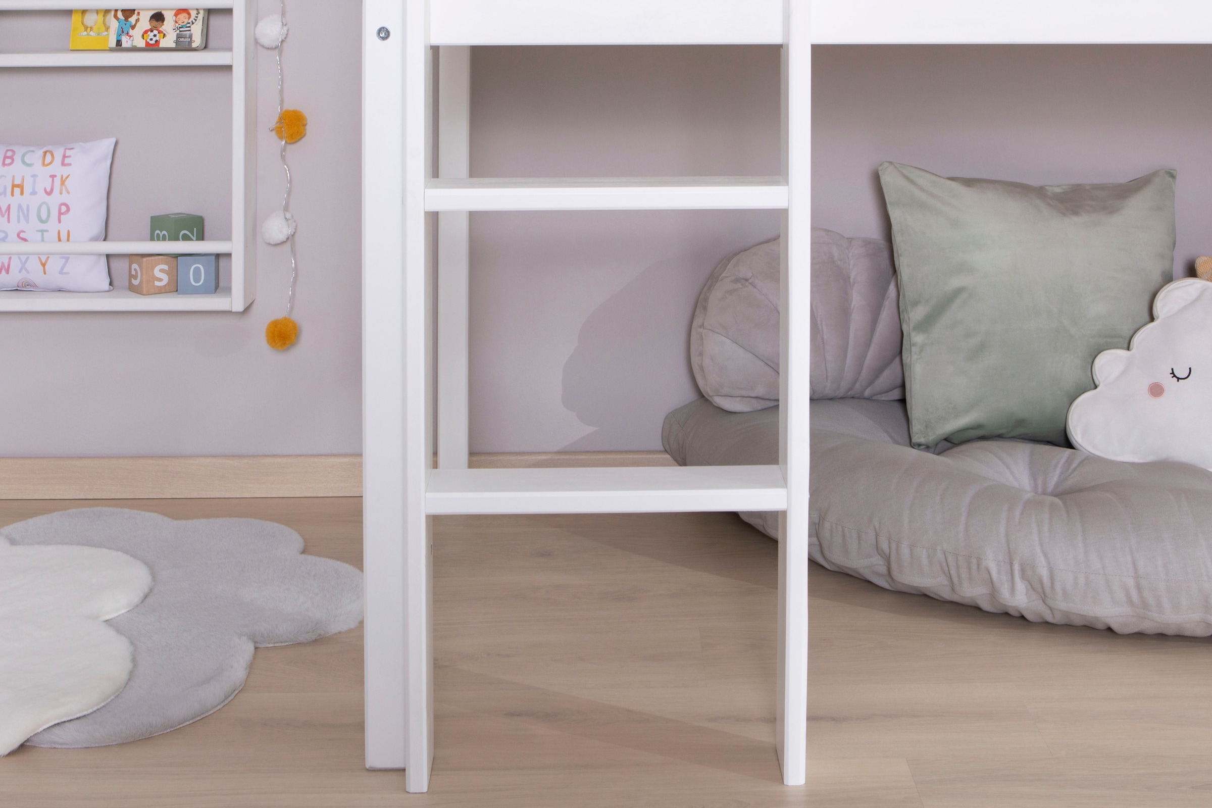Ticaa Hochbett »Malte, FSC®-zertifizierte Kiefer« 90x200cm Liegefläche, Höhe 114cm,  mit Rollrost