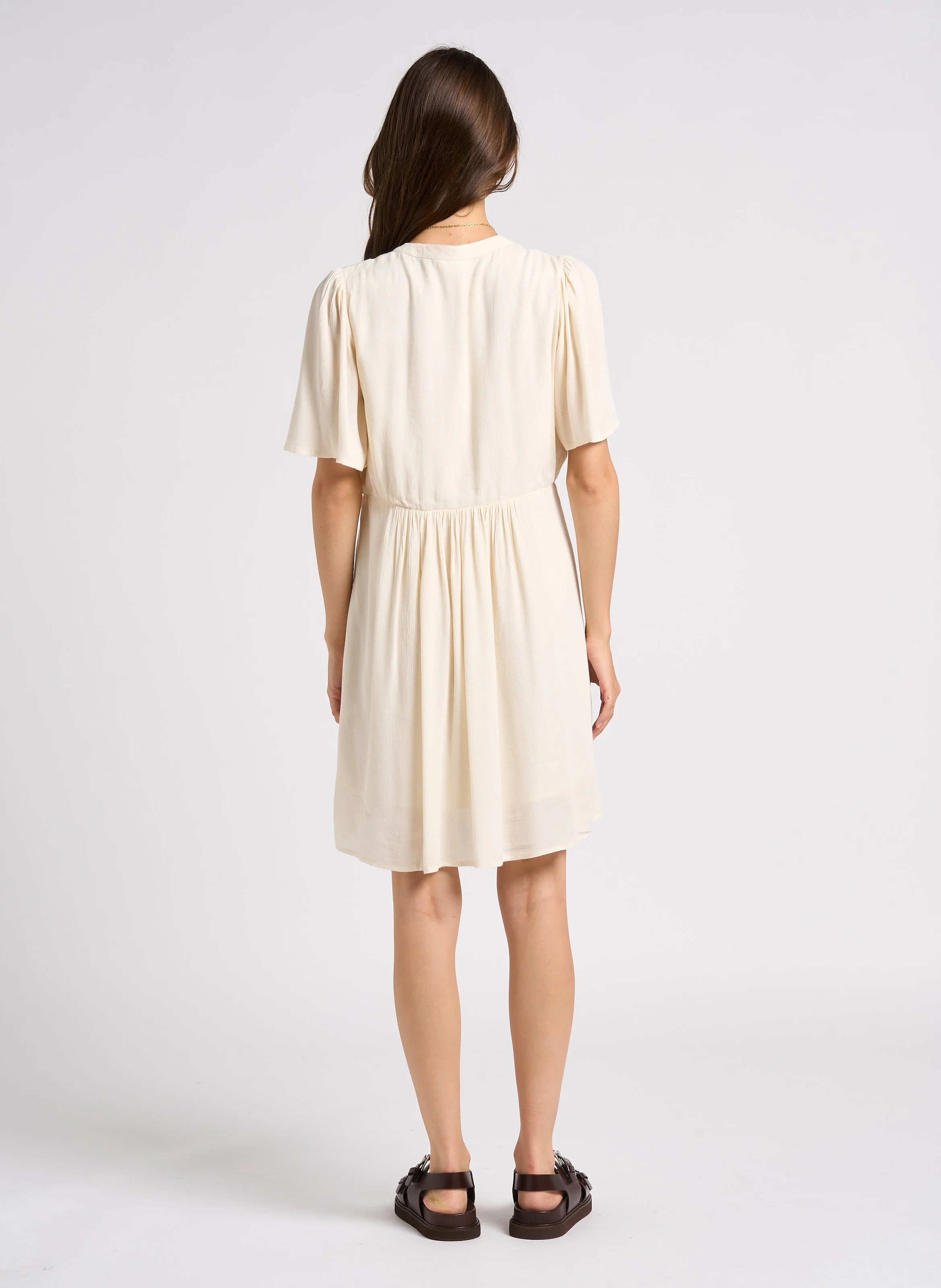 MUSE - Robe courte brodée | Beige