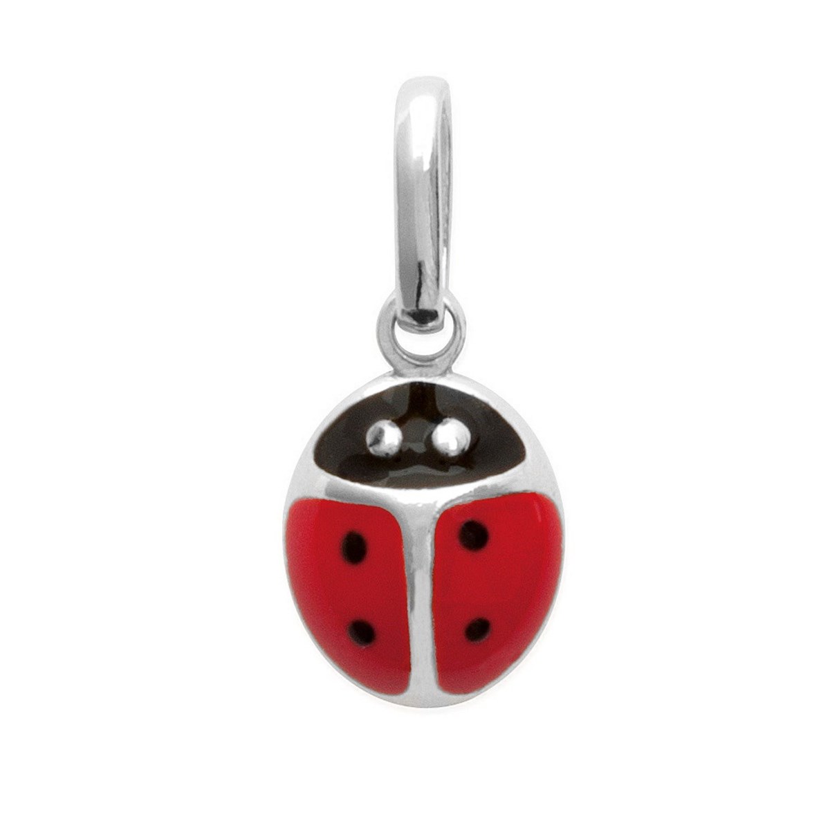 Collier coccinelle émail rouge et noir Argent 925 Rhodié