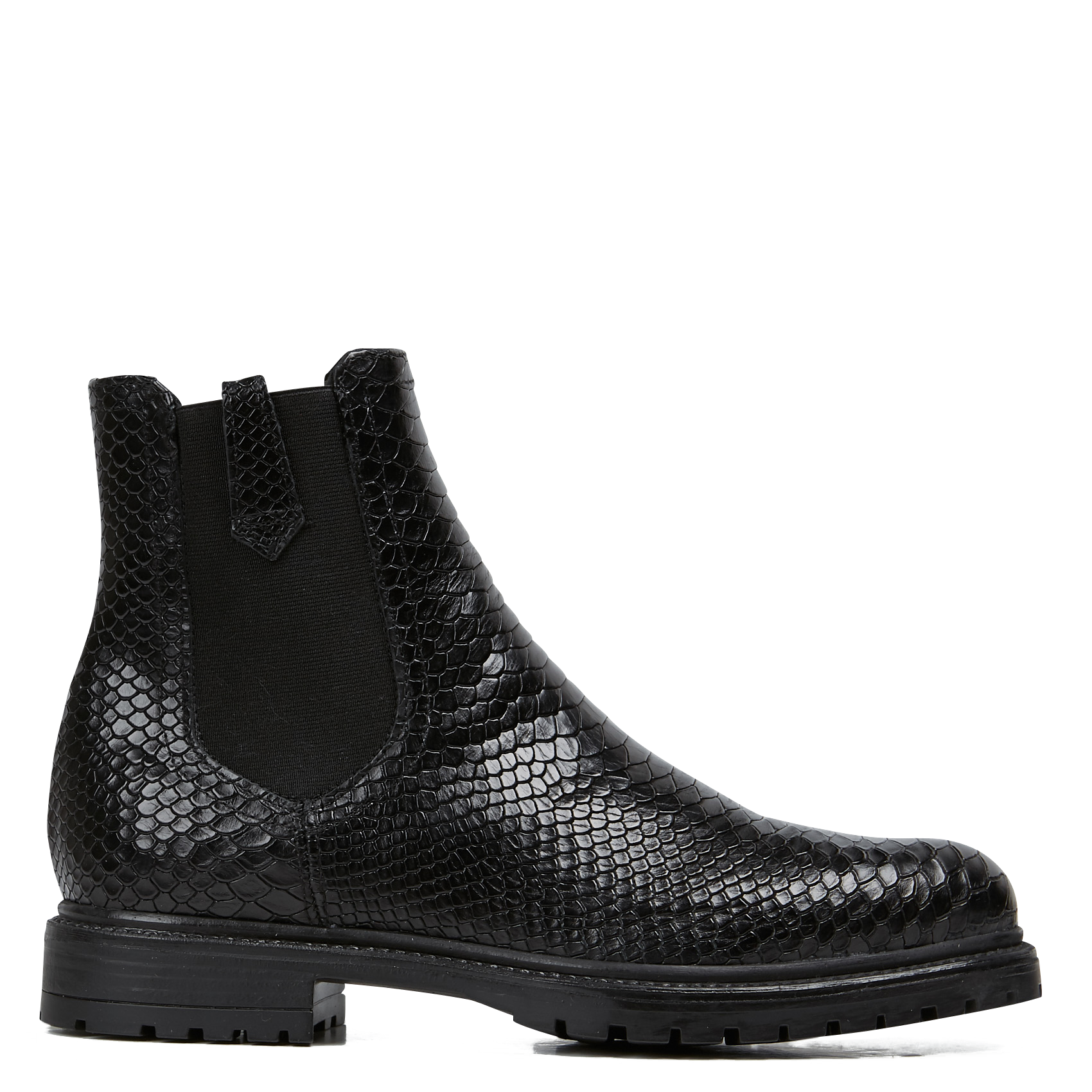 CANDIDE - Bottines Candide Reptile en cuir imprimé serpent | Noir