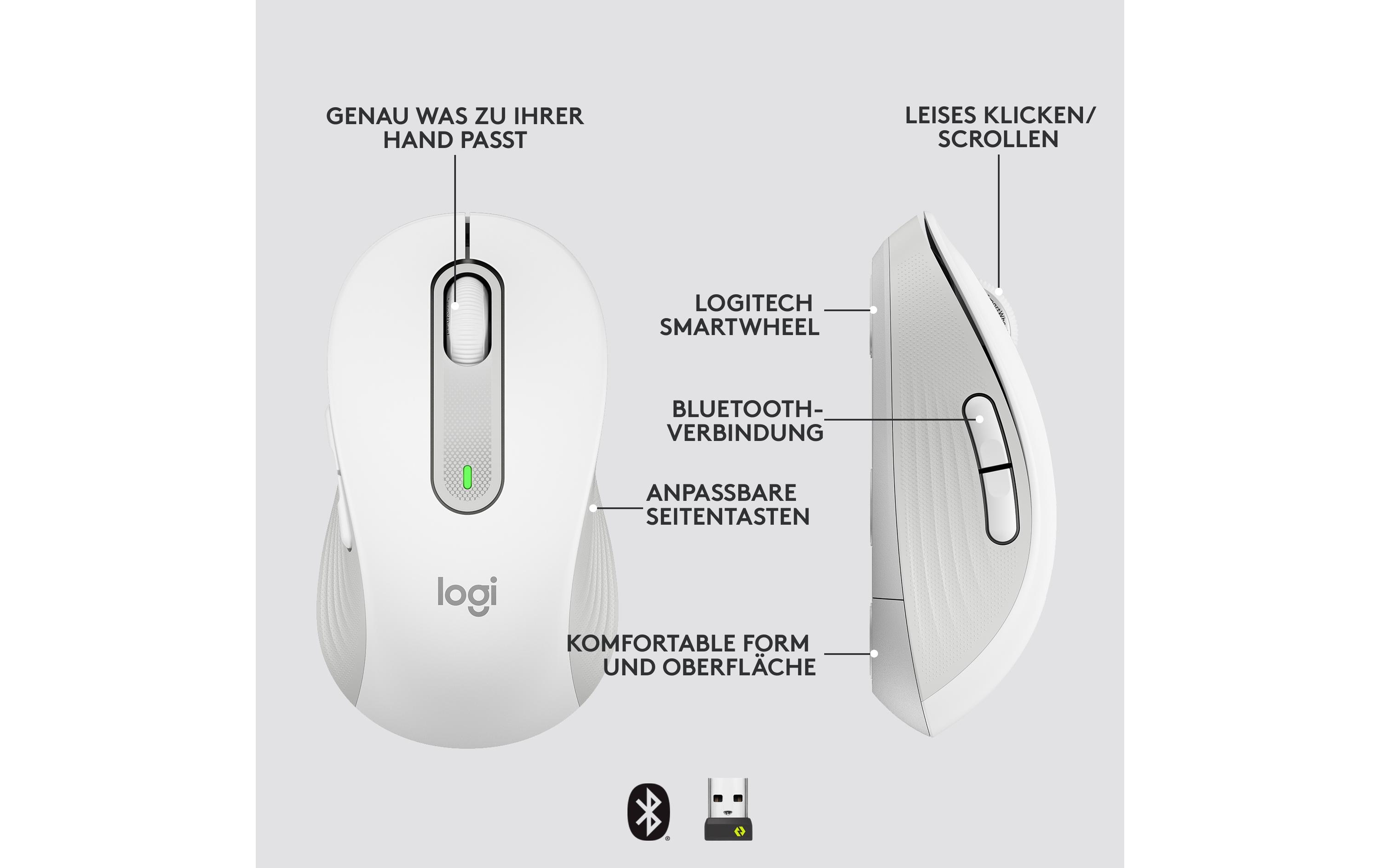 Maus Signature M650 L for Business WeissLogitech Wireless Mouse Signature M650 4000dpi Optisch weiss