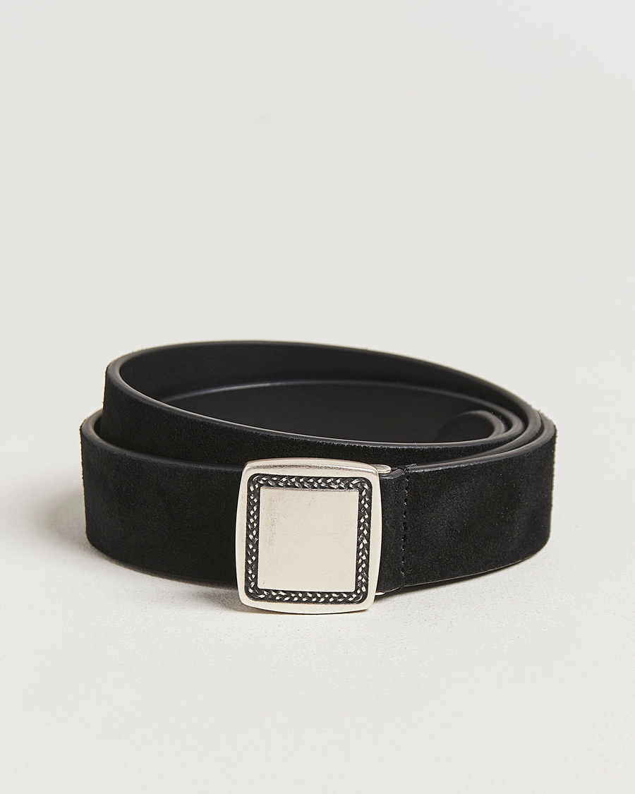 Anderson's Suede Buckle Belt 3cm Black