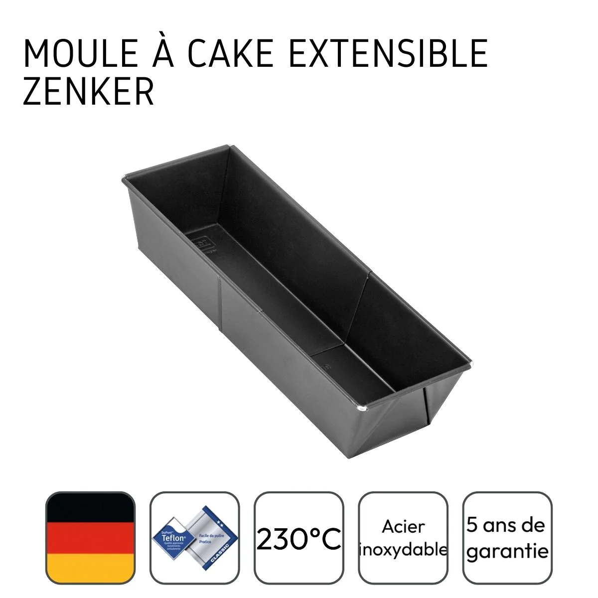 Moule à cake extensible 20 à 35 cm Black Metallic Zenker
