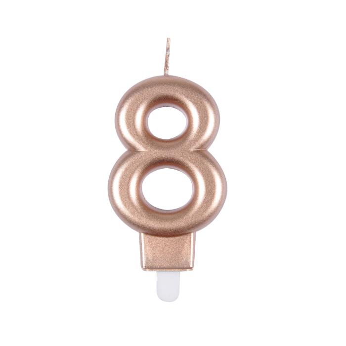 BOUGIE ANNIVERSAIRE CHIFFRE 8 H.75CM ROSE GOLD