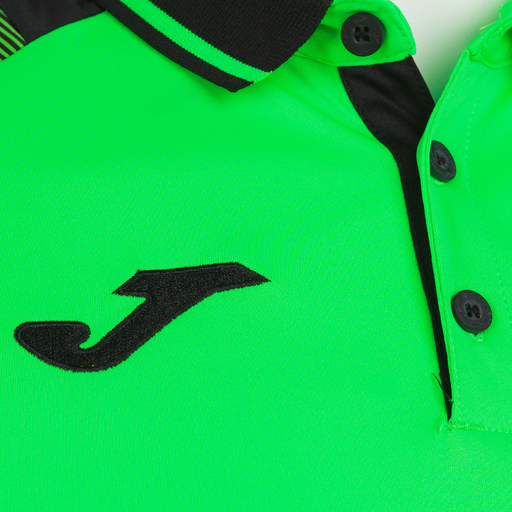 Camisa polo de manga curta Joma Essential II, verde fluorescente, preta