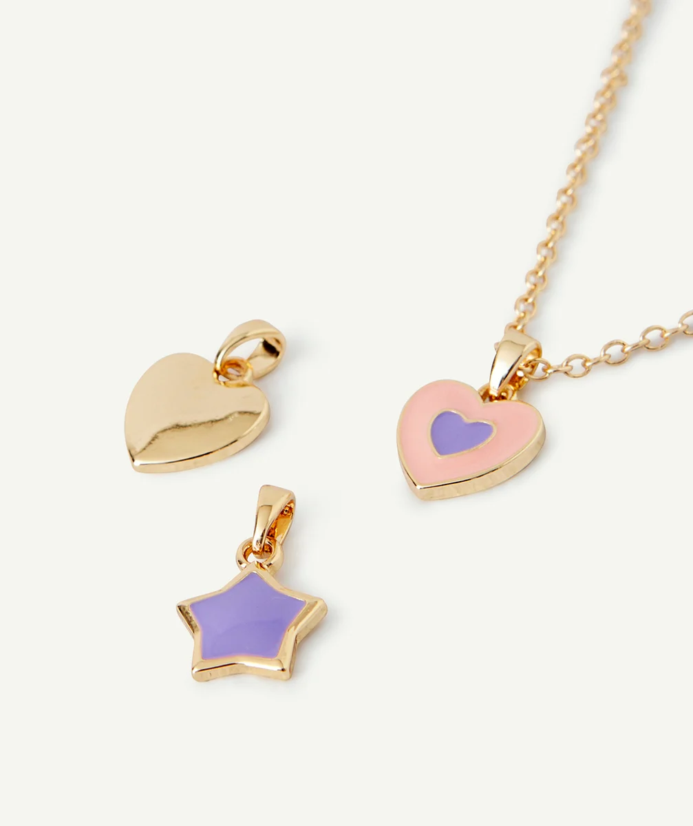 COLLIER FILLE AVEC PENDENTIFS COEURS ET ÉTOILE