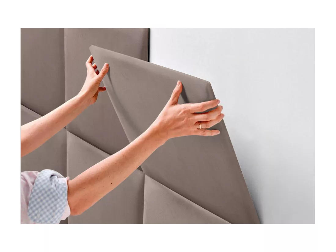 DHOME Tête delit Tapissée en velours de qualité supérieure composée de panneaux autocollants interchangeables pour chambre (marron, 160 cm)
