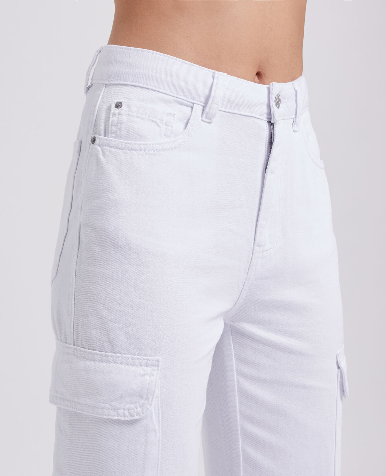 Jean cargo droit - Blanc