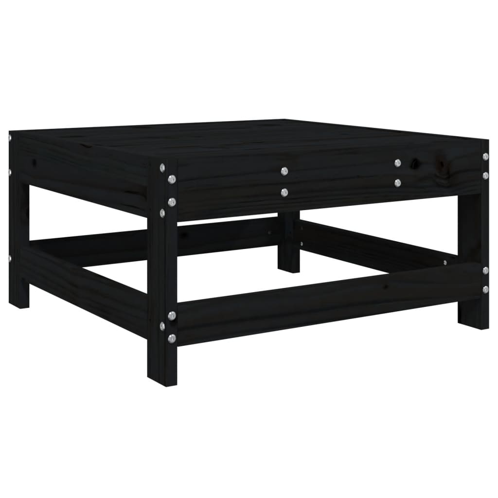 Salon de jardin 5 pcs noir bois massif de pin