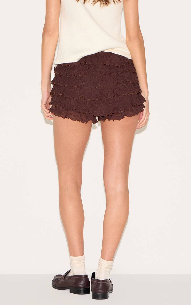 Chocolat Short Bloomer Texturé À Volants