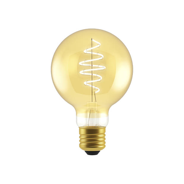 Blokker LED Globe G95 4.9W E27 spiraal goud - Dimbaar