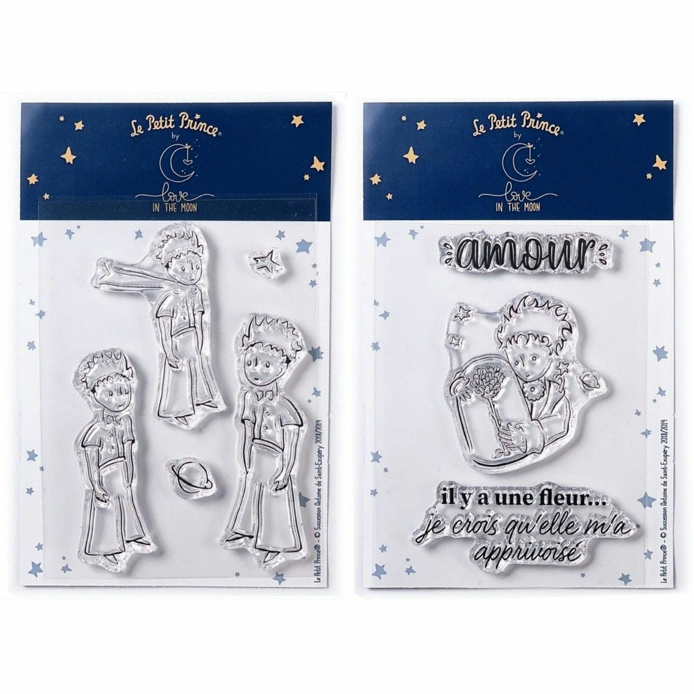 8 tampons transparents le petit prince planète et fleur