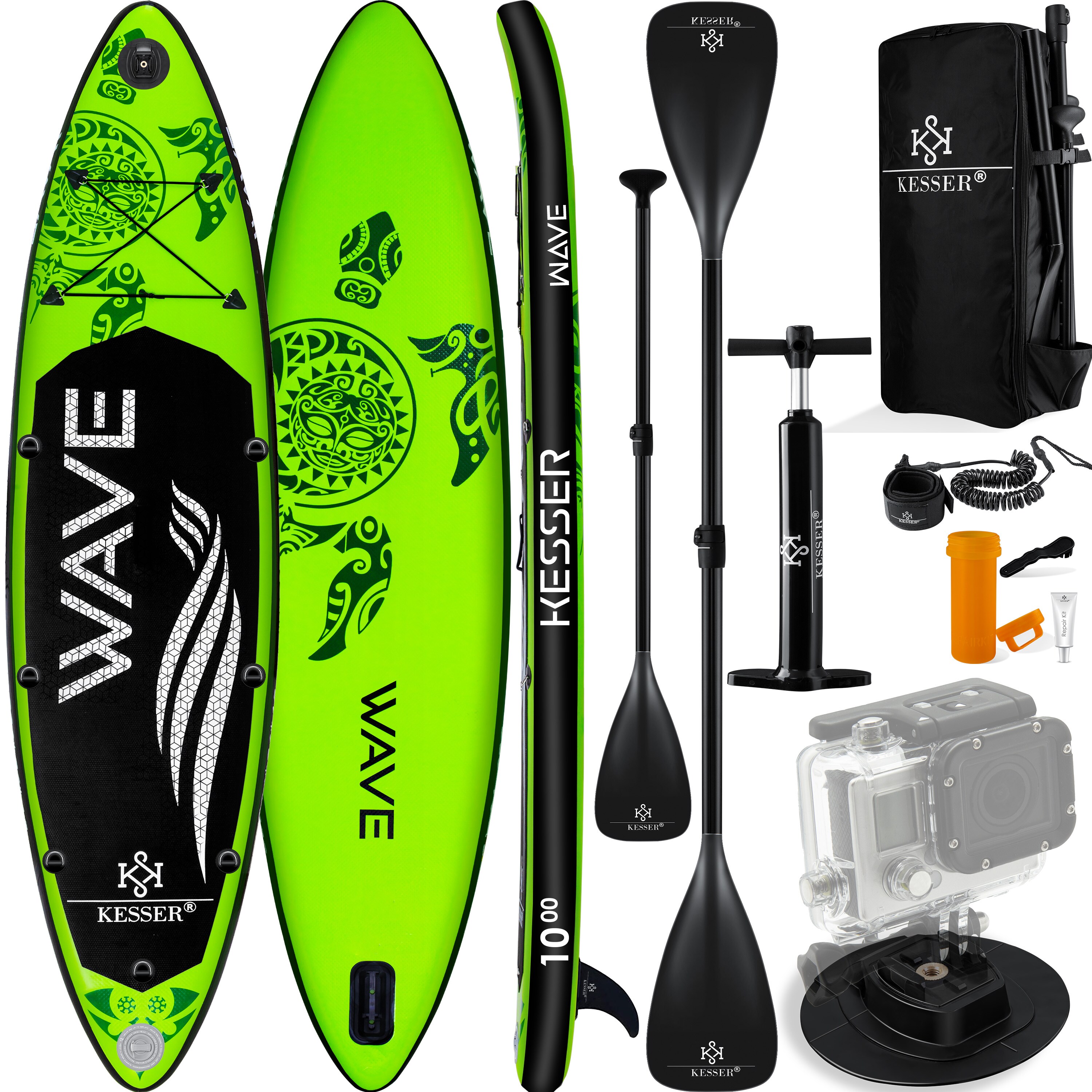 KESSER® Aufblasbares SUP Board Set Stand Up Paddle Board Premium Surfboard Wassersport | 6 Zoll Dick| Komplettes Zubehör | 130kg